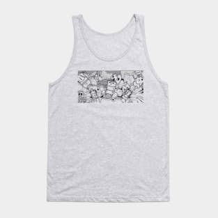 Happy cans pew cartoon illustration Tank Top